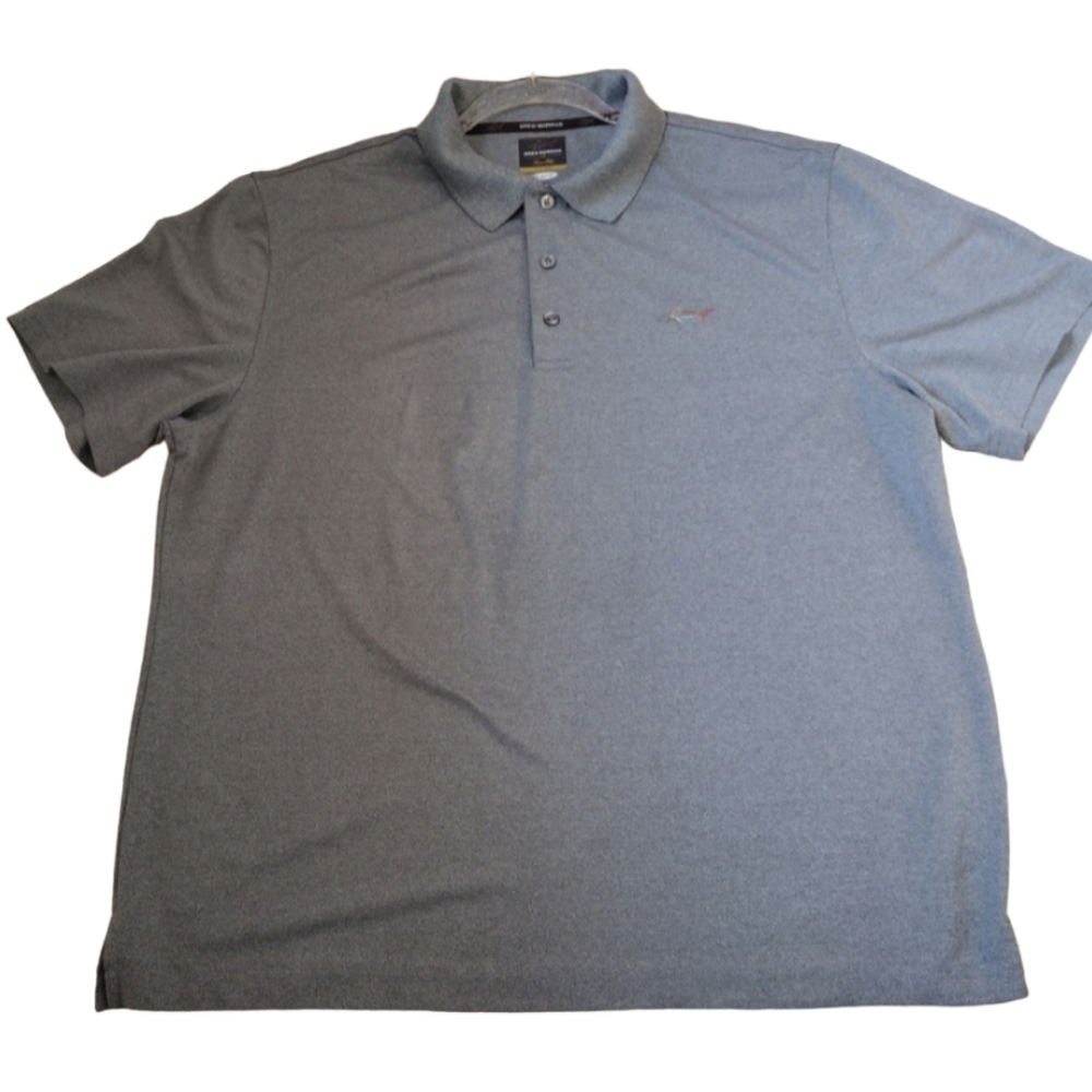 Greg‎ Norman Polo Shirt Men Large Gray Golf Short Sleeves Logo Sporty Casual